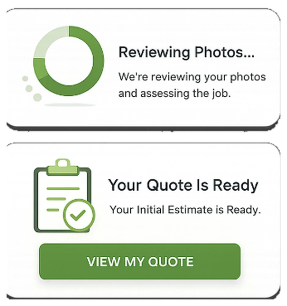 Instant rubbish removal quote interface